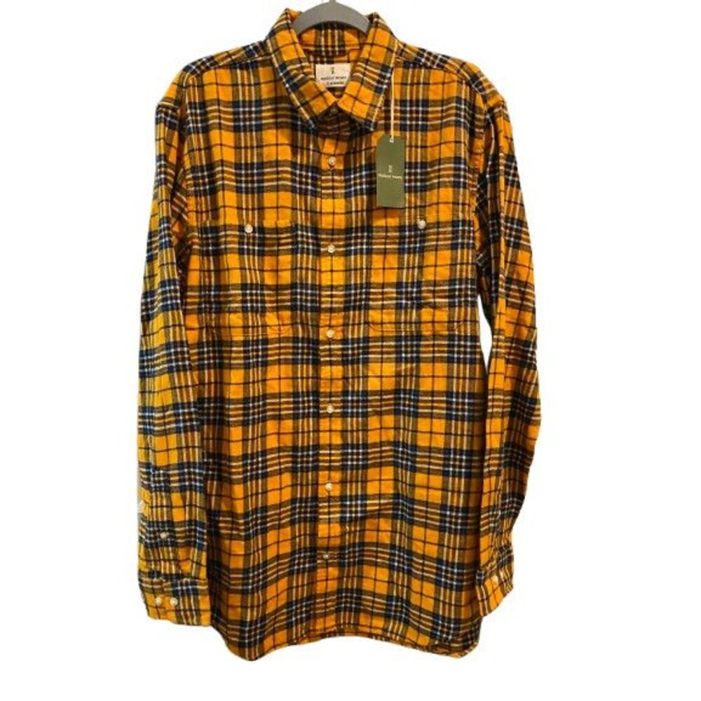 Men's Large Tall Flannel Button Down Shirt Long Sleeve Collared Mutual Weave